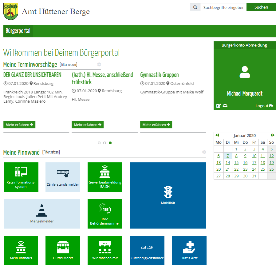 Beispielhafte Variante des Bürgerportals