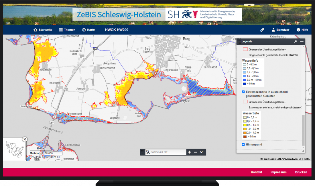 Disy Hochwasserkarte Schleswig-Holstein
