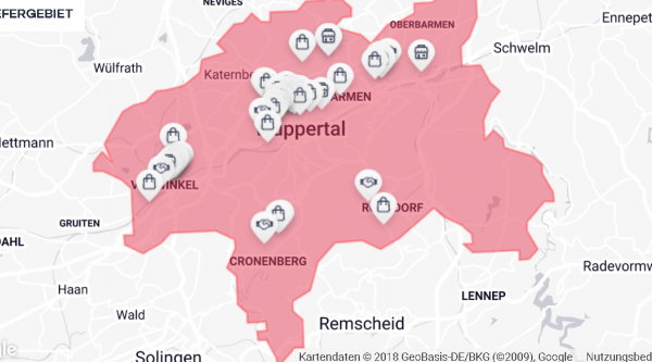 Liefergebiet Online City Wuppertal