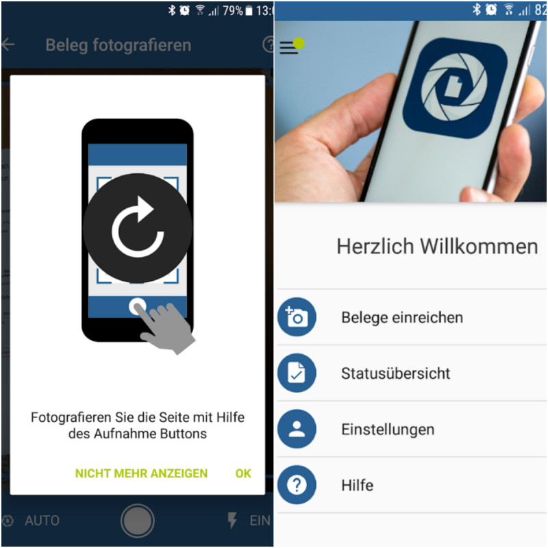 Screenshots der Beihilfe NRW App