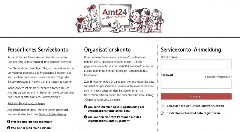 Amt 24; Sachsen; Leipzig; Service-Konto; Bürger, Verwaltung; OZG