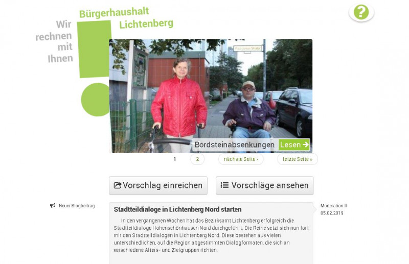 Bürgerhaushalt in Berlin-Lichtenberg; E-Partizipation;