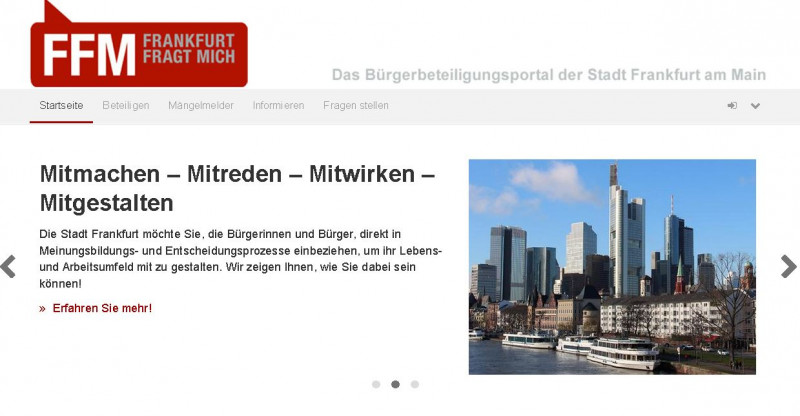 „FFM Frankfurt fragt mich“ Screenshot „FFM Frankfurt fragt mich“; Bürgerbeteiligung