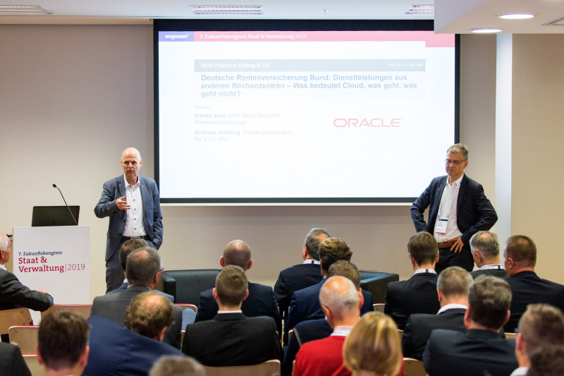 Harald Joos (links) und Andreas Kießling Joos und Kießling; DRV; Oracle; Zukunftskongress; Cloud