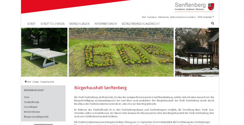 Bürgerhaushalt im brandenburgischen Senftenberg; Beteiligung; Digitalisierung
