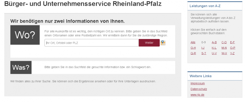 Bürger- und Unternehmensservice Rheinland-Pfalz