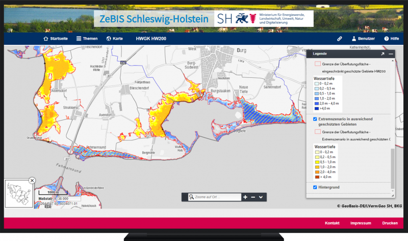 Disy Hochwasserkarte Schleswig-Holstein