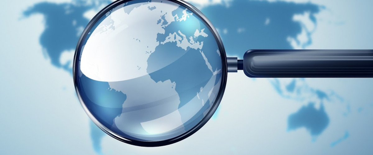 Lupe Kontinent Karte Atlas Betrachtung Fokus international world map with magnifying glass Conceptual image