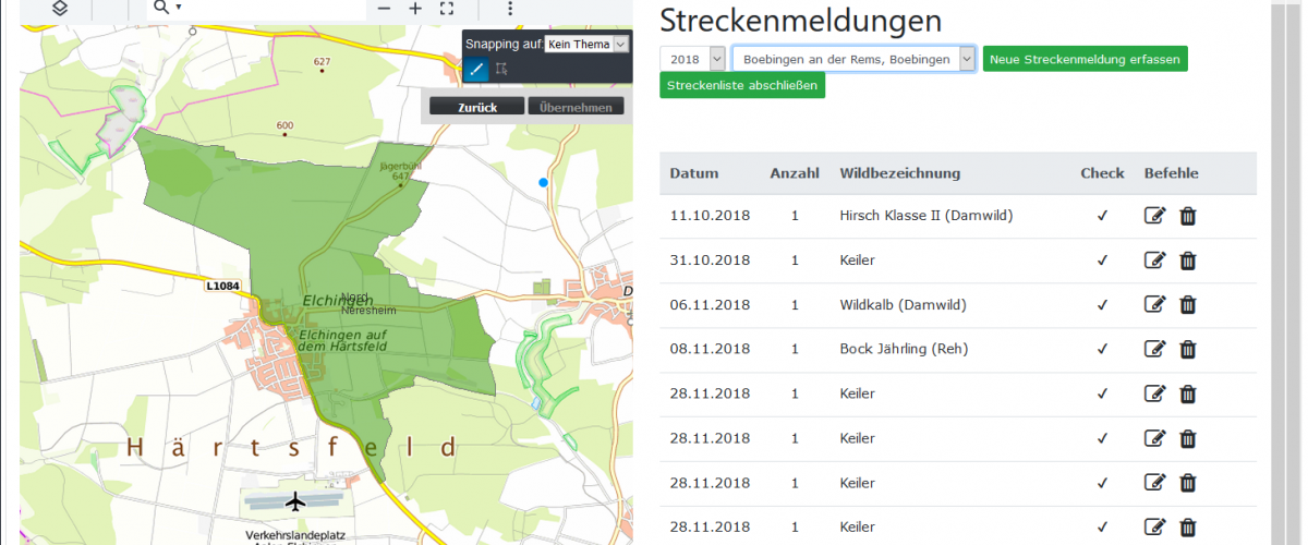 Beispiel für eine personalisierte Streckenmeldung mit Cadenza Web