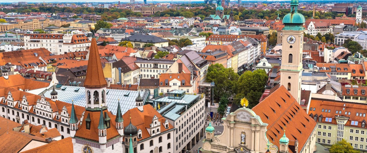 Stadtansicht von oben auf München