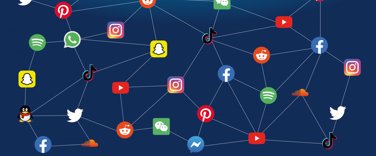 Miteinander vernetzte Social-Media-Symbole