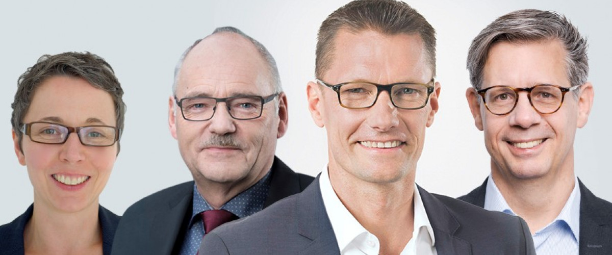 Wie können Behörden in Krisenzeiten sicher mobil kommunizieren? Von links nach rechts: Susanne Lukas, Friedhelm Schäfer, Sascha Wellershoff, Gerhard Hammerschmid